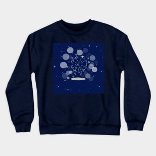 Ferris wheel, attraction, carousel. Banner, illustration with dark blue color background Crewneck Sweatshirt